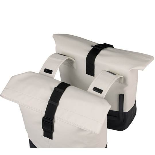 BASIL COVE TORBA DOUBLE PANNIER BAG, 28-32L, off-white/black new 2026