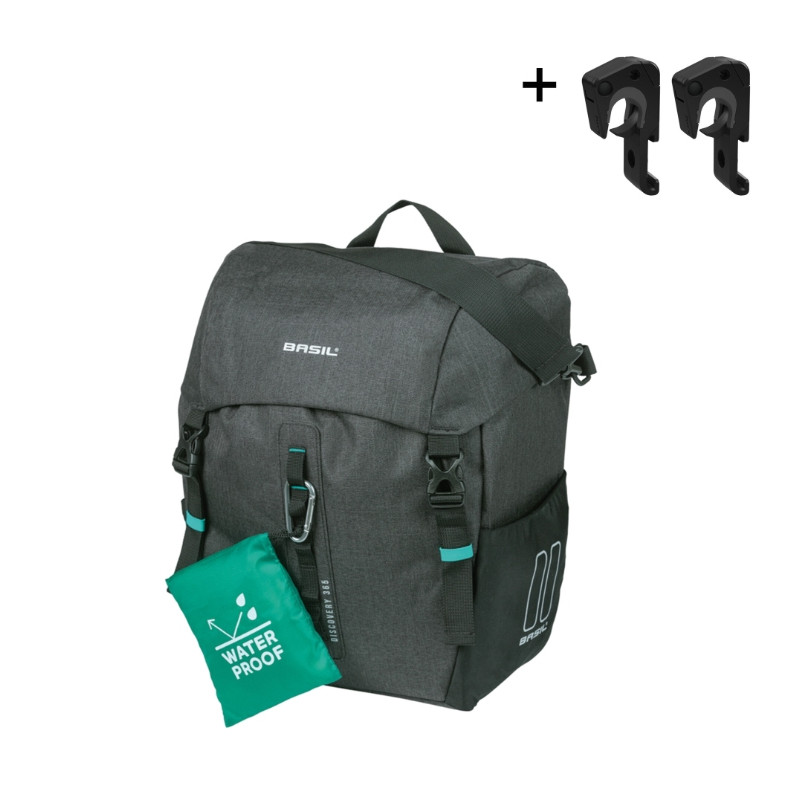 BASIL DISCOVERY 365D TORBA L SINGLE BAG MIK HOOKS, 20L, black melee new 2026