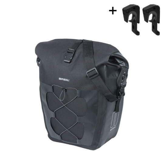 BASIL NAVIGATOR WATERPROOF TORBA L SINGLE BAG MIK HOOKS, 25-31L, black new 2026