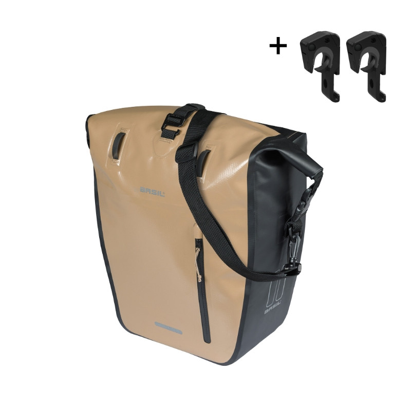 BASIL RIVO TORBA L SINGLE BAG TARAPAULIN, MIK HOOKS, 25-31L, sand/black new 2026