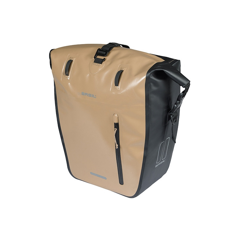 BASIL RIVO TORBA L SINGLE BAG TARAPAULIN, MIK HOOKS, 25-31L, sand/black new 2026
