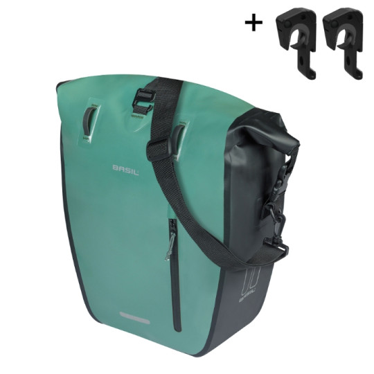 BASIL RIVO TORBA L SINGLE BAG TARAPAULIN, MIK HOOKS, 25-31L, silvergreen/black new 2026