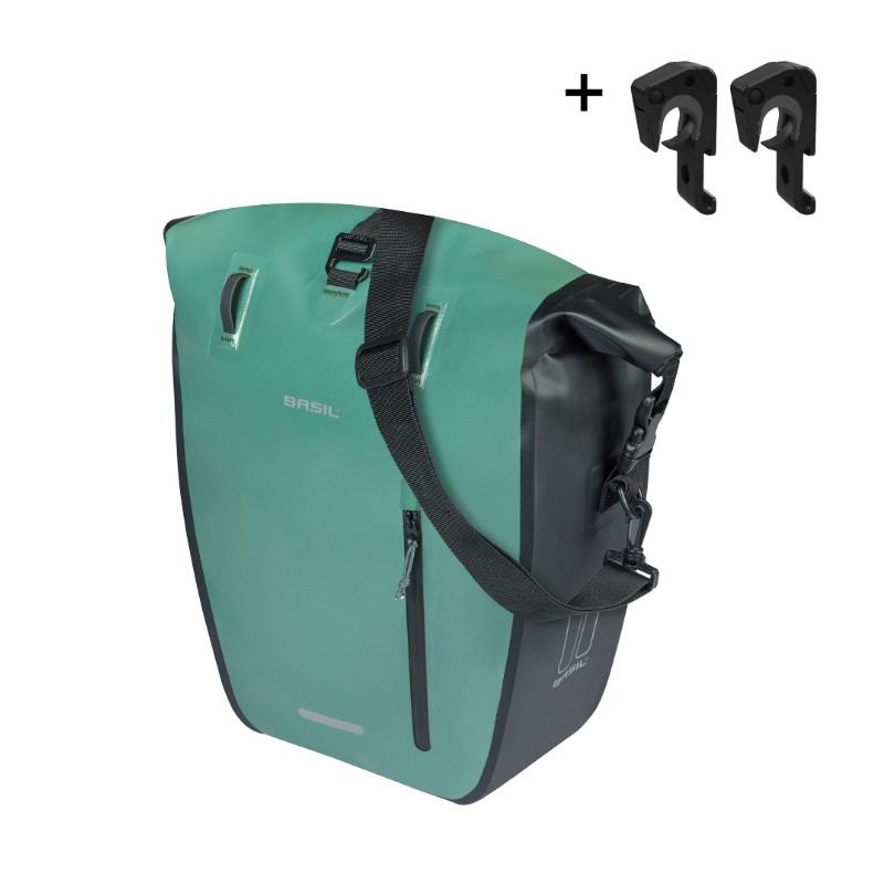 BASIL RIVO TORBA L SINGLE BAG TARAPAULIN, MIK HOOKS, 25-31L, silvergreen/black new 2026