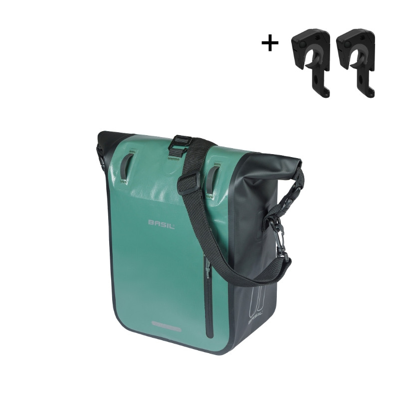 BASIL RIVO TORBA M SINGLE BAG TARAPAULIN, MIK HOOKS, 12-15L, silvergreen/black new 2026