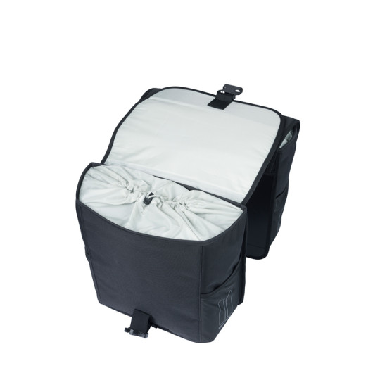 BASIL TORBA GO DOUBLE BAG, 32L, solid black