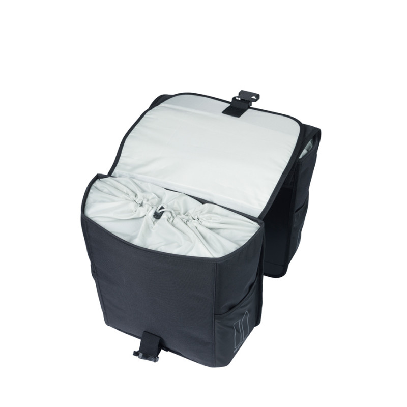 BASIL TORBA GO DOUBLE BAG, 32L, solid black